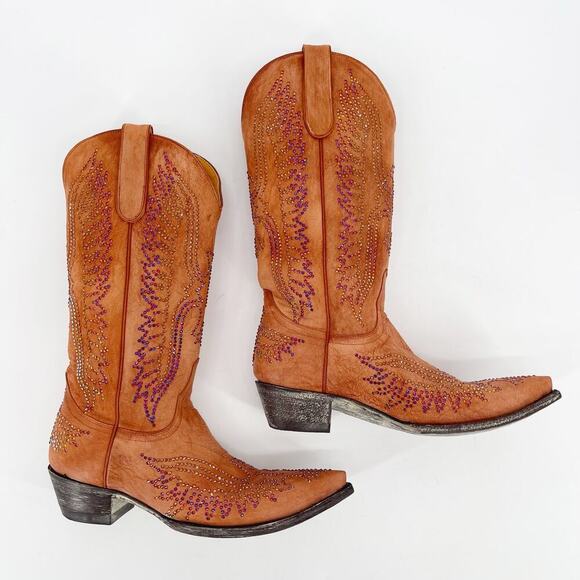 Old Gringo Mango Orange Eagle Swarovski Crystal Western Cowgirl Boot size 7.5 - Picture 3 of 11